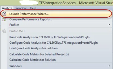 Figure: Run the Visual Studio Performance Wizard (in VS 2010 and VS 2012)