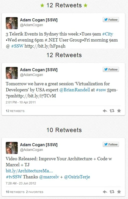 My Top 3 tweets