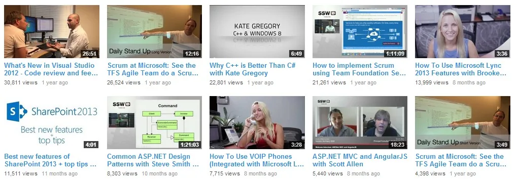 Most popular videos on SSW TV