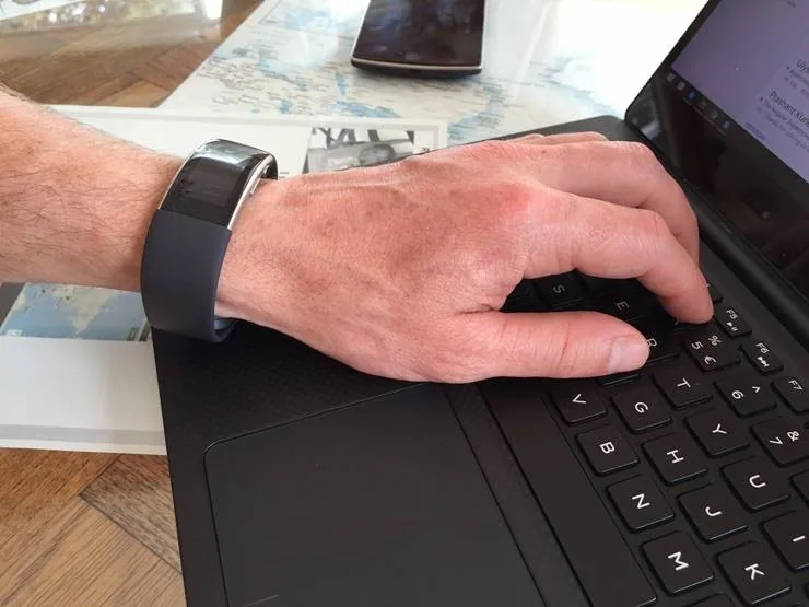 Figure: Duncan and Mark found it difficult to type while wearing the band