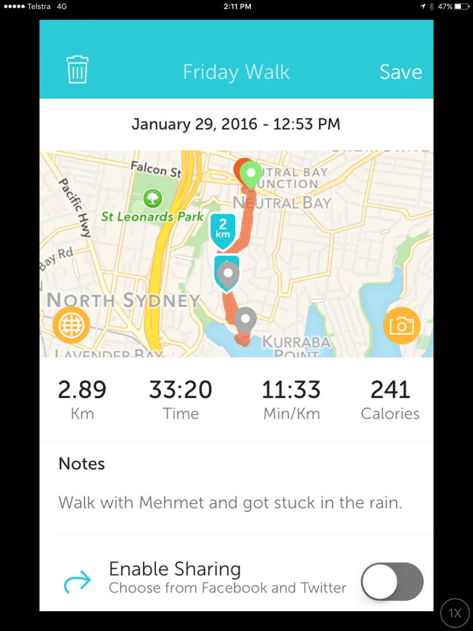 I’d love to be able to share the details of my run like I can with Runkeeper