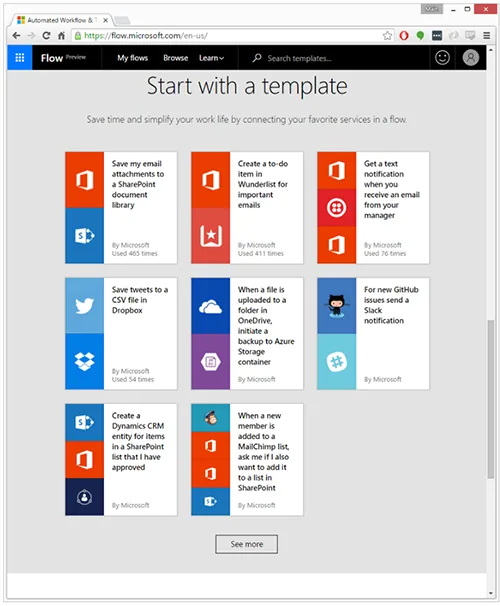 Microsoft Flow Templates looking very similar