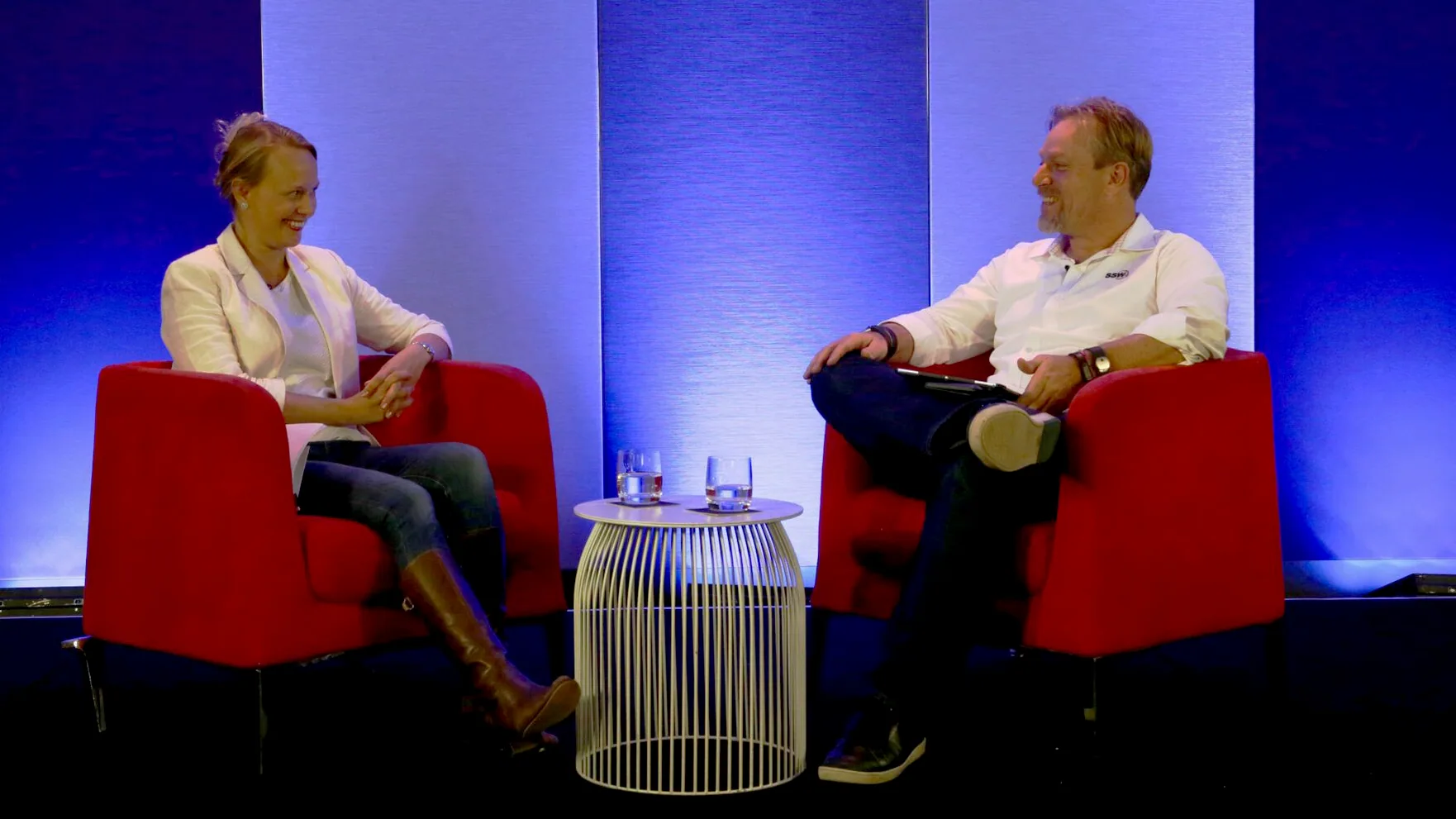 Figure: Here I am interviewing workplace happiness guru, Kylie Hunt
