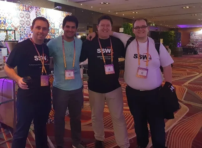 Some of the SSW Speakers, Jason “Mr Clean Architecture” Taylor, Thiago “SSW’s like the firm” Passos, William “SpendOps” Liebenberg & Jk “AI’s a walk in the park” Kavka