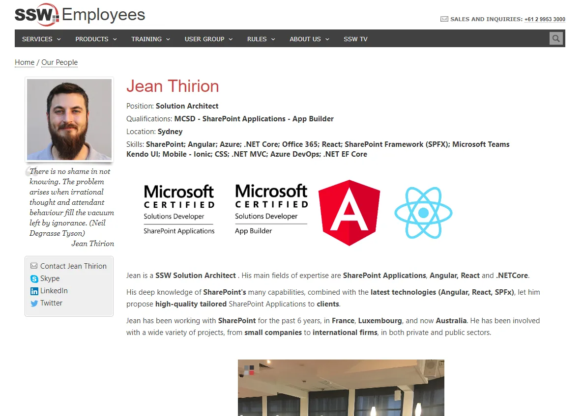 Profile – Old site on SharePoint