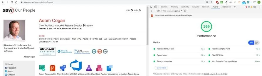 After – Adam’s page performance – No throttling