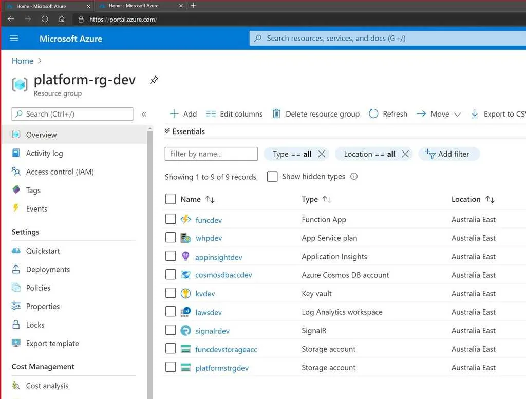 Bad Example – a screenshot of the Azure resources used helps, but doesn’t show data flows or dependencies