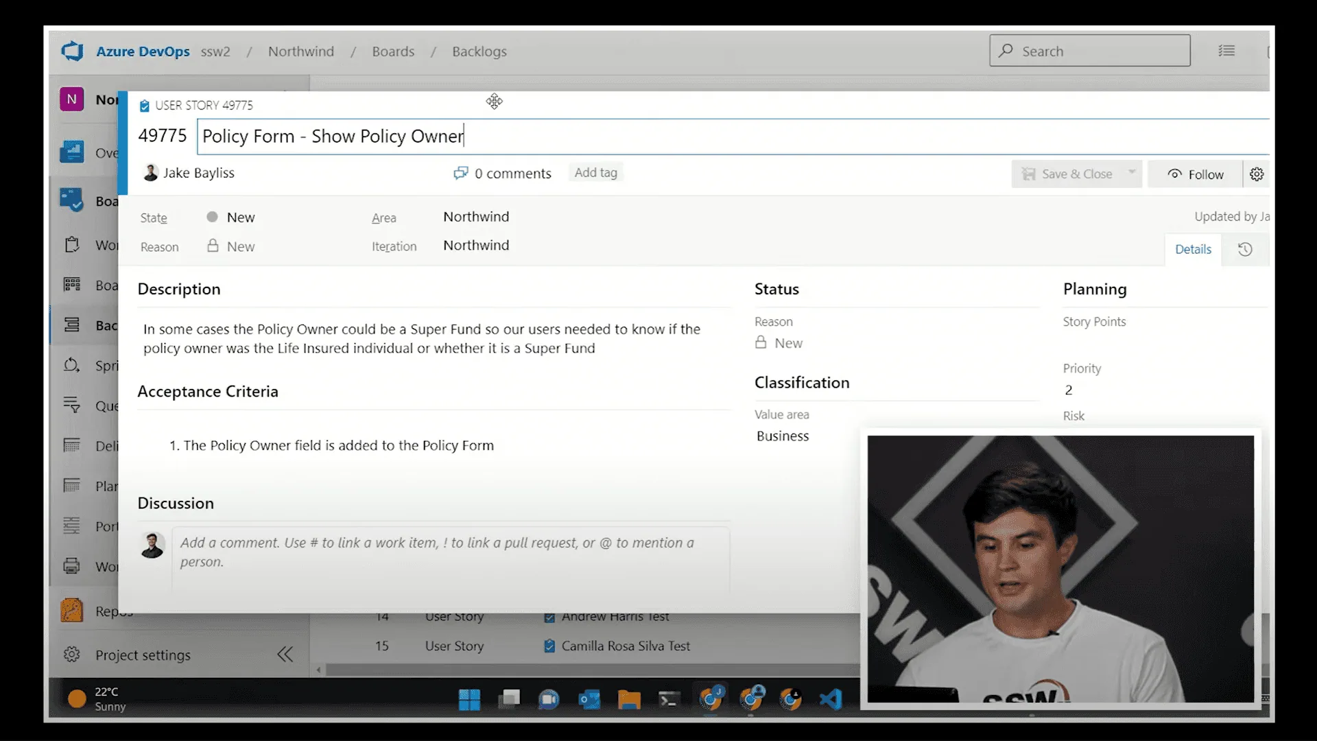 An example of a PIP where Jake’s face appears in the lower third of his technical demonstration.