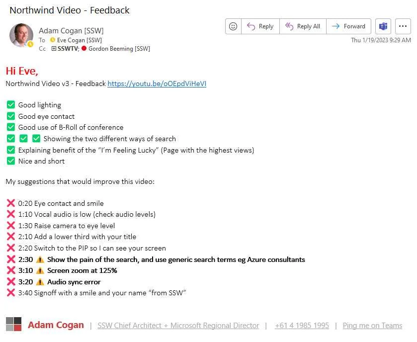 Example email