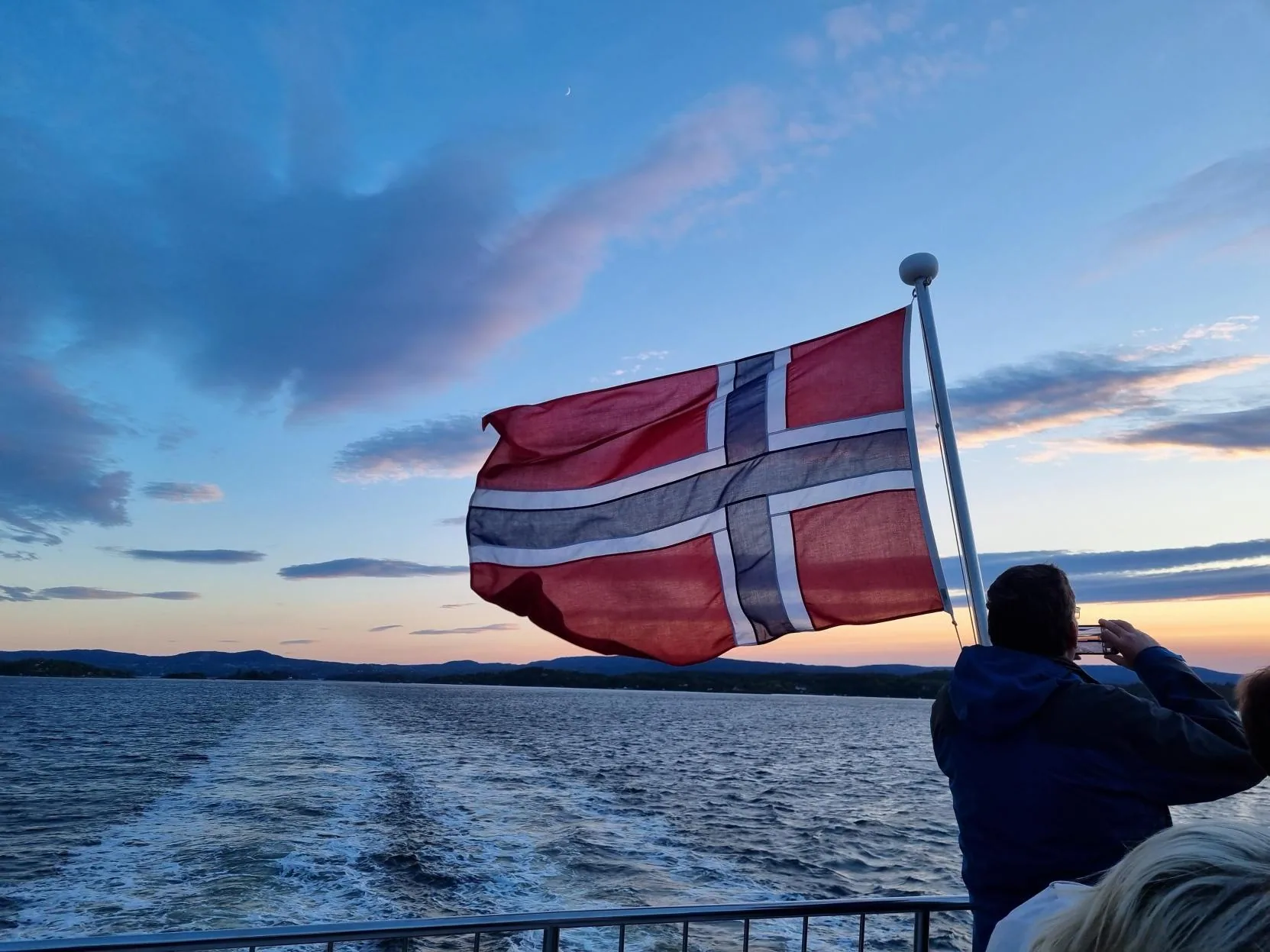 Norwegian flag on a boat