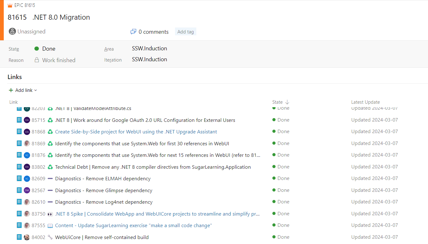 .NET Migration PBI example