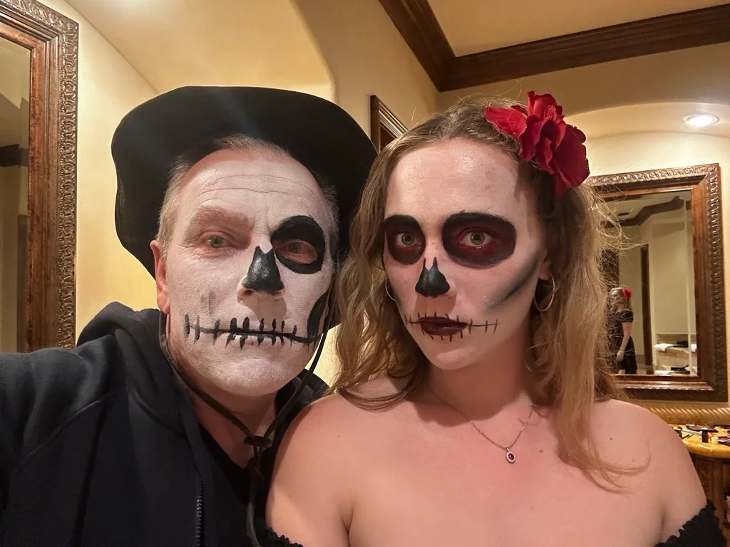 My first Halloween – Ruby and I got dressed up as sugar skulls