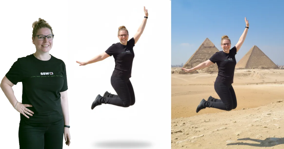 Girl, girl jumping, girl jumping in front of pyramids